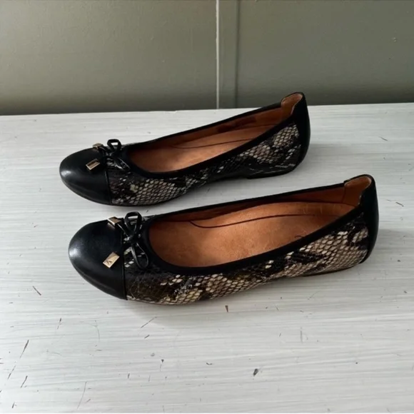 Vionic Minna Boa Ballet Flats Snakeskin Black Leather Bow Slip On Casual - 8.5 - Picture 10 of 10